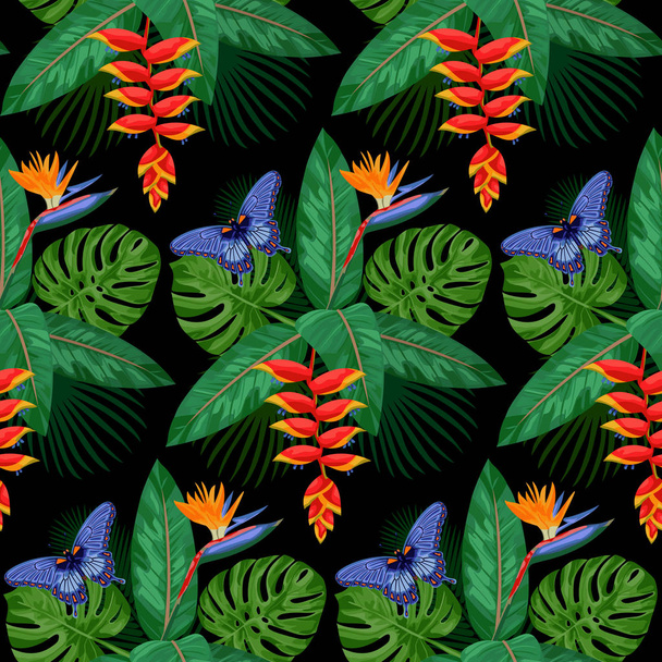 Vzor bezešvé tropické kytice - Vektor, obrázek