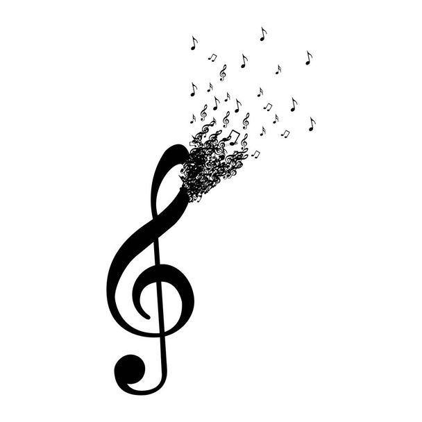 Treble clef color vector grayscale icon. Music sign. Graph symbol
