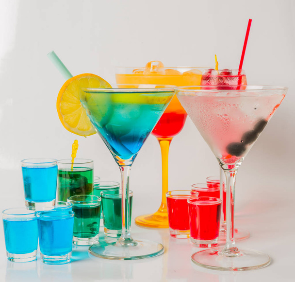 Set of color drink, different shapes of glasses, drink set - Фото, зображення