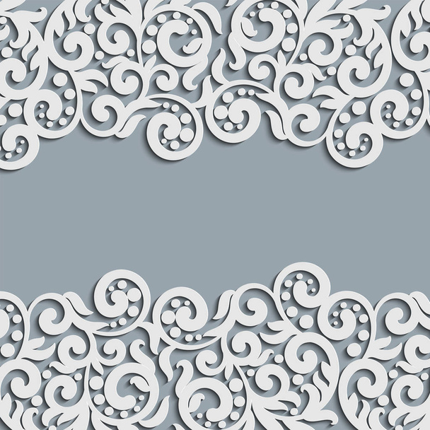 Vektor Blumenwirbel Dekoration. abstrakter 3D-Hintergrund für Einladungskarten, Designvorlage mit leerem Plac e für Text. weiße einfache Spitze mit Schatten, Papierschnitt-Effekt. - Vektor, Bild