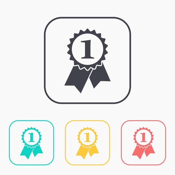 First prize badge with ribbons vector flat icon - Vector, Image