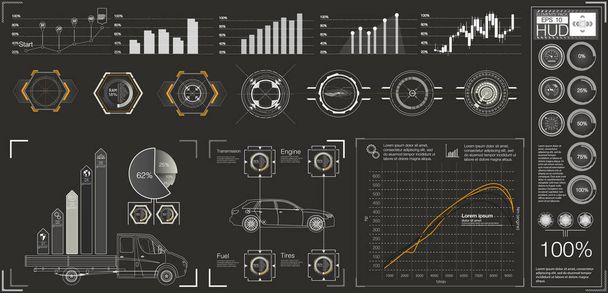 Futuristic user interface. HUD UI. Abstract virtual graphic touch user interface. Cars infographic. Vector science abstract.  Vector illustration. - Vector, Image