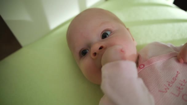 Lovely Baby Sucks Her Finger close-up - Filmati, video