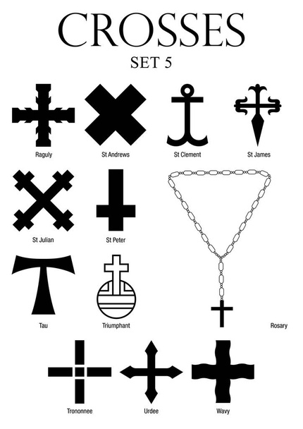 Set van kruisen met namen op witte achtergrond. Formaat A4 - Vector image - Vector, afbeelding