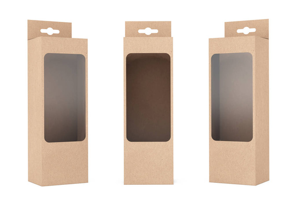 Caixa de pacote de produto com slot de suspensão e janela de filme transparente
.  - Foto, Imagem