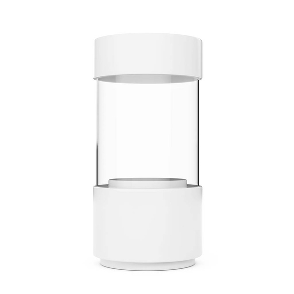 Λευκό κενό γυάλινο κύλινδρο βιτρίνα κατάστημα. 3D rendering - Φωτογραφία, εικόνα