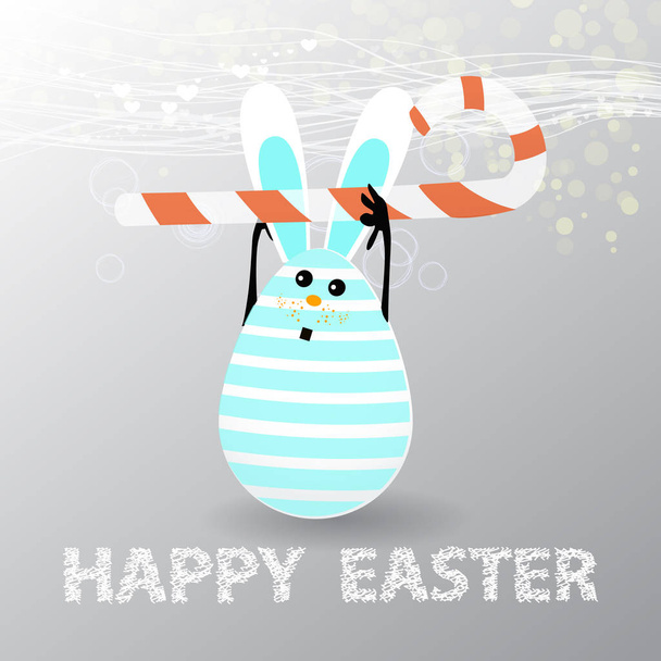 Easter. Egg-rabbit funny with faces illustration - Wektor, obraz