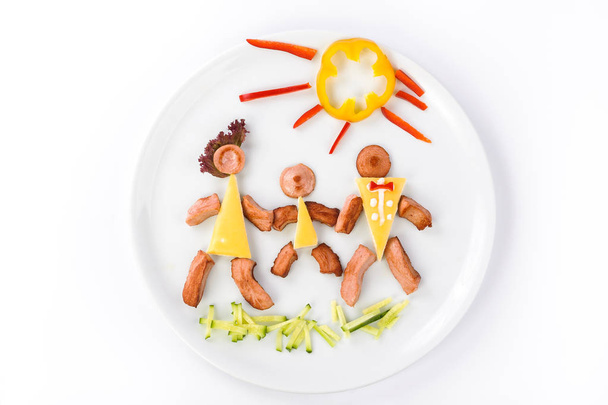 Three family from sausages and cheese - Photo, Image