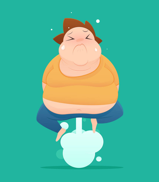 Man farting with blank balloon out from his bottom vector - Вектор,изображение