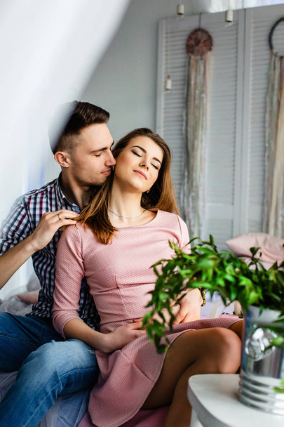 happy couple relaxing  at home  - Фото, зображення