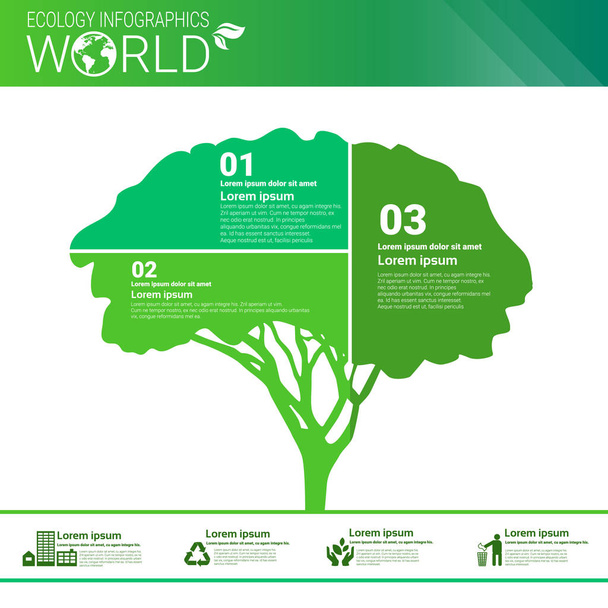 World Environmental Protection Green Energy Ecology Infographics Banner With Copy Space - Vektör, Görsel