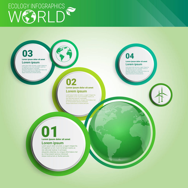 World Environmental Protection Green Energy Ecology Infographics Banner With Copy Space - Vector, imagen