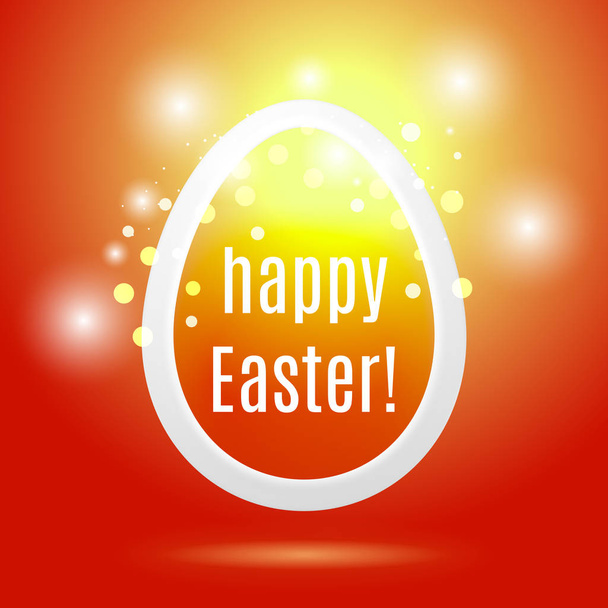Beautiful Easter egg from a strip on a red background with glow  - Vektor, kép