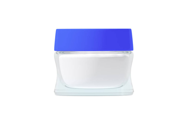 Скляна банка з синьою пластиковою кришкою 3D рендерингу
 - Фото, зображення