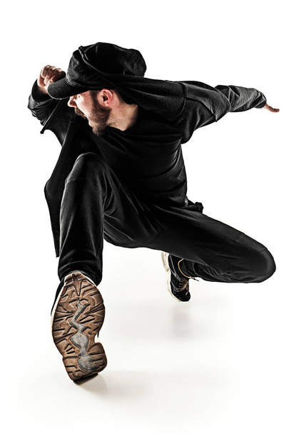 The silhouette of one hip hop male break dancer dancing on white background - Φωτογραφία, εικόνα