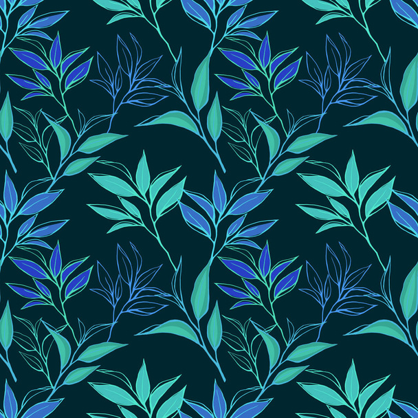 floral tea leaves seamless pattern - Fotó, kép