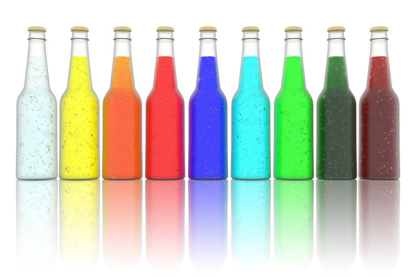 Flaschen farbigen Erfrischungsgetränk - Foto, Bild