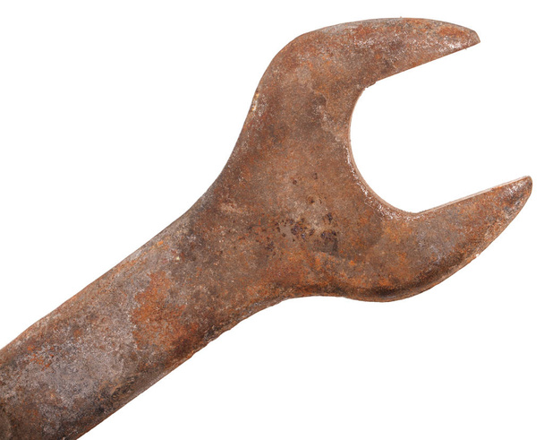Part of rusty wrench. Isolated on white background - Foto, imagen