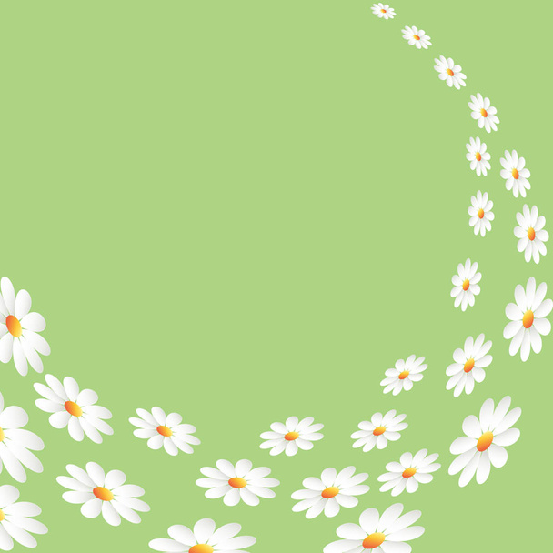 Daisies on green background. - Διάνυσμα, εικόνα