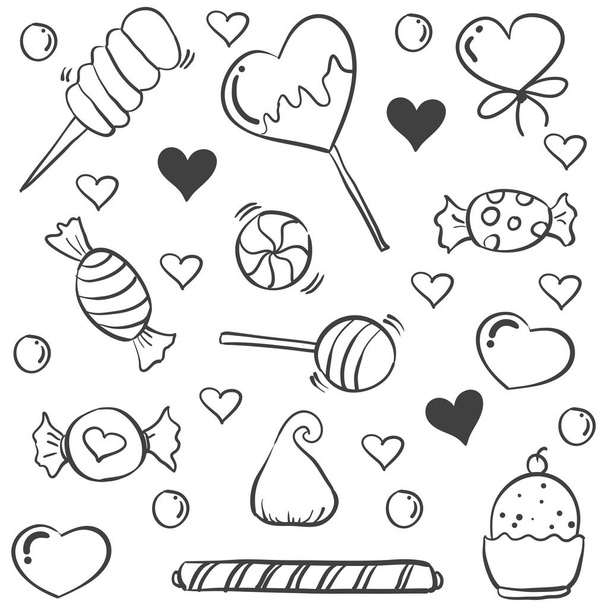 Various candy sketch doodle style - Vetor, Imagem