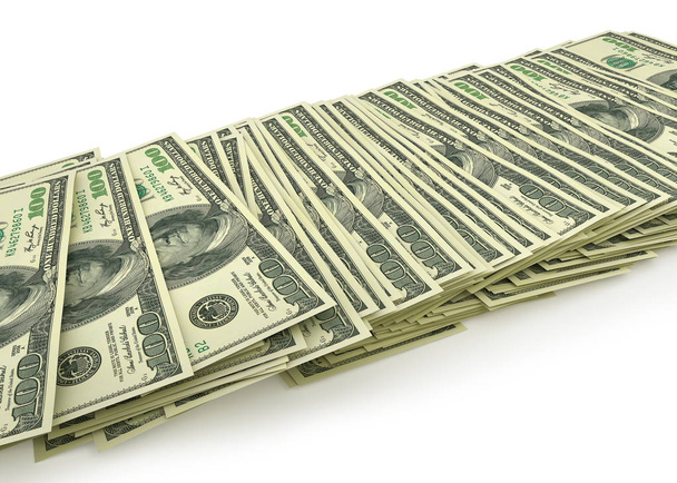 Stos banknotów dolarowych. ilustracja 3D - Zdjęcie, obraz