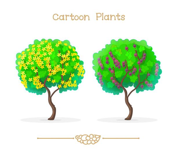  Plantae series cartoon plants: jostaberry bush - Vektor, Bild