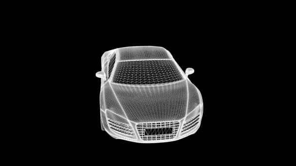 Yarış araba Hologram tel kafes. Güzel 3d render - Video, Çekim