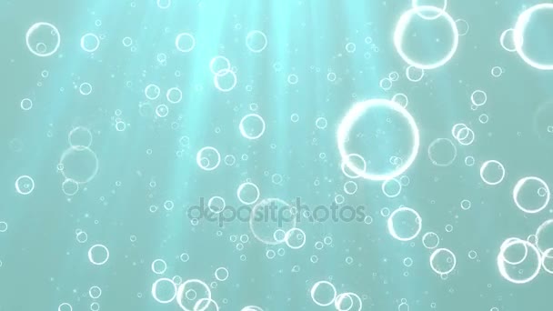 Burbujas submarinas Rayos de sol Cian - Imágenes, Vídeo