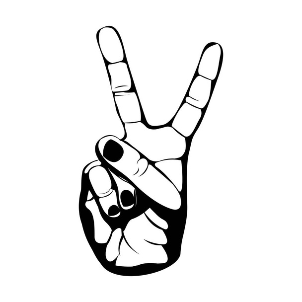 černá silueta ruka s dvěma prsty symbol - Vektor, obrázek