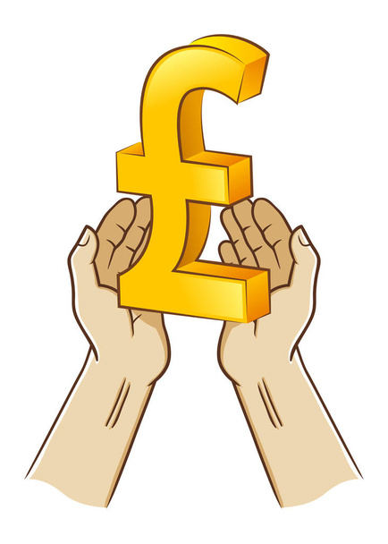Two Hand Holding Pound sterling Currency Symbol - Vector, afbeelding