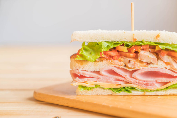 sandwich on wood background - Zdjęcie, obraz