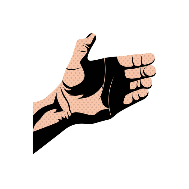 silueta tečkované kůže barva pravá ruka drží něco - Vektor, obrázek