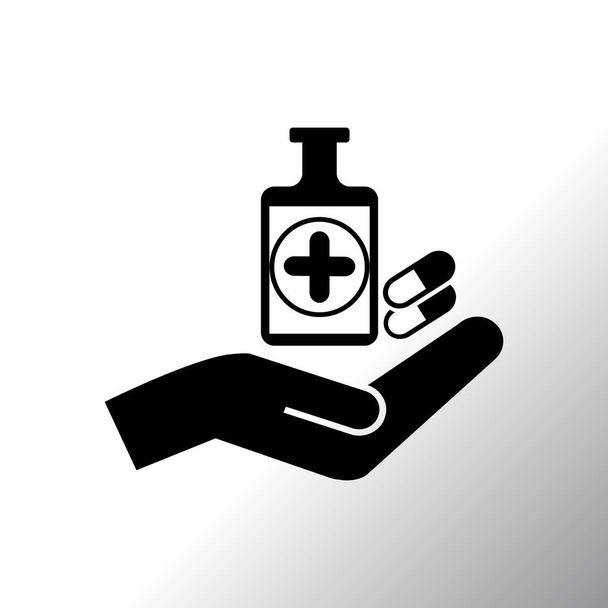 Icono de mano y medicamento
 - Vector, Imagen