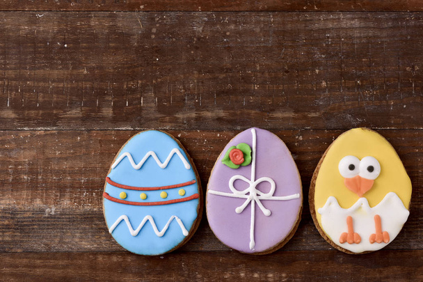 cookies decorated as easter eggs and chick - Photo, Image