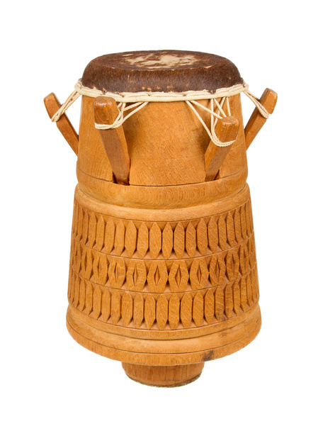 Djembe, percussie Suriname, handgemaakte houten trommel met geit huid, - Foto, afbeelding
