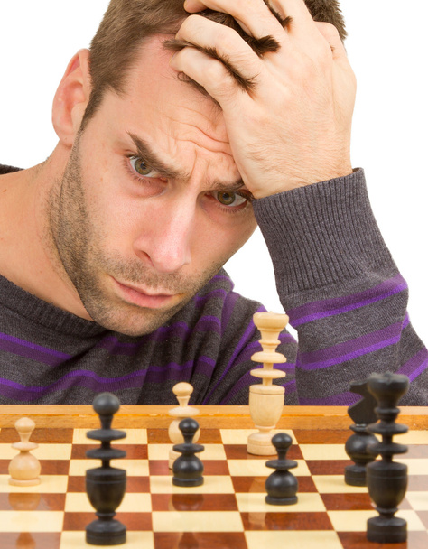 絶望的な人、iso のチェスの戦略を考えるとチェス盤 - 写真・画像