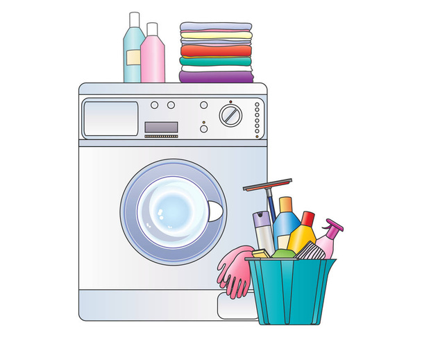 household items on white - Vector, Image