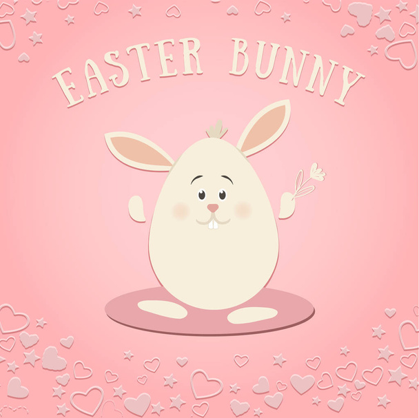 Easter Bunny On The Pink Background - Vector, imagen