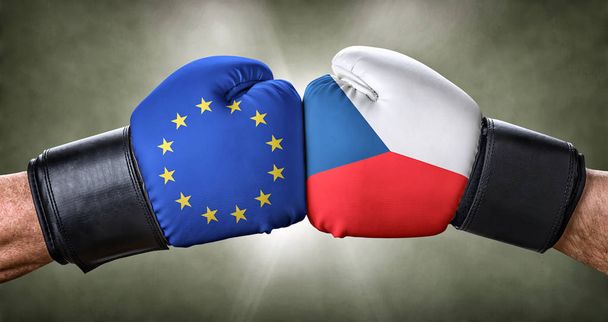 ein Boxkampf zwischen der Europäischen Union und der Tschechischen Republik - Foto, Bild