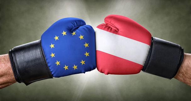 Un match de boxe entre l'Union européenne et l'Autriche
 - Photo, image