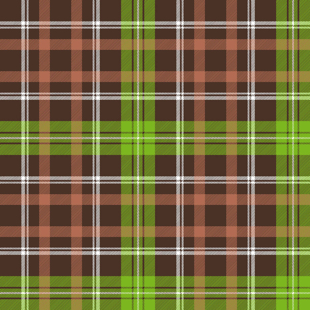 Brown green check plaid seamless pattern - Vector, Image