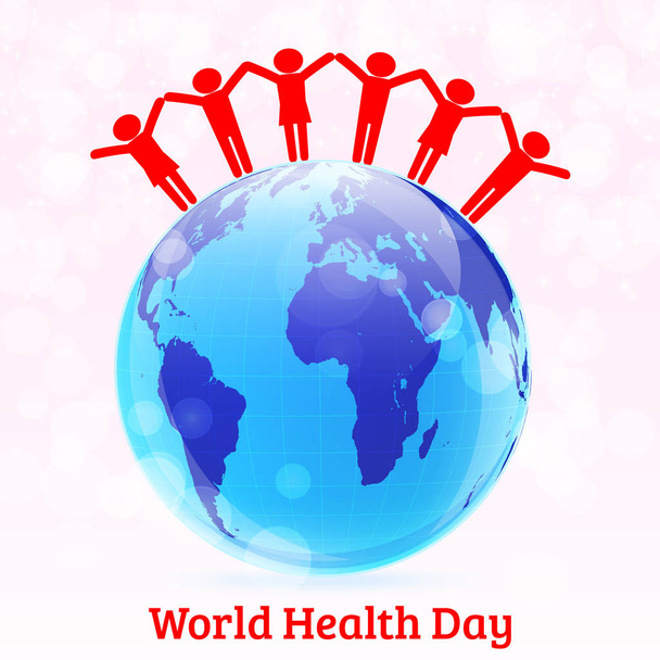 Dünya ve insanlar ile Dünya Sağlık günü vektör arka plan - Vektör, Görsel