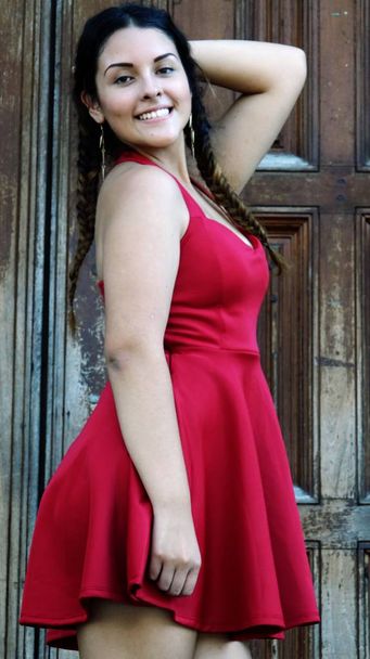 Hispanic Girl In Red Dress - Фото, зображення