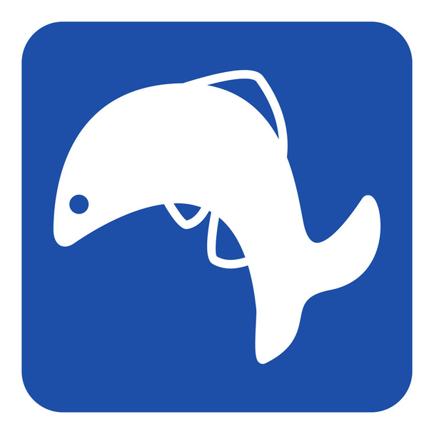 azul, signo blanco - peces saltando, icono de delfín
 - Vector, imagen