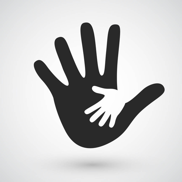 Helping hands icon. Care, adoption, pregnancy or family concept. - Vector, Image