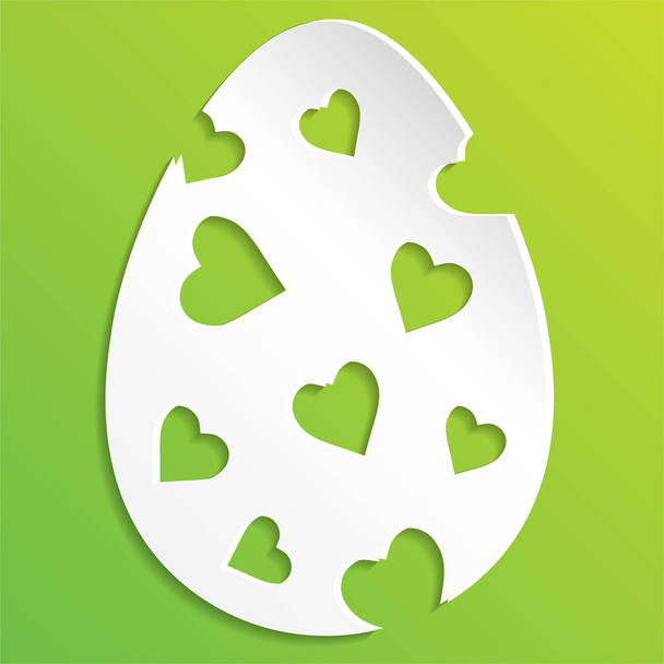 Beyaz arka plan üzerinde izole yumurta. Yeşil arka plana sahip bir şekilde dekore edilmiş bir Easter egg Illustration. kağıdı Easter egg kesin - Vektör, Görsel