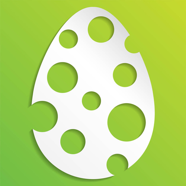 Velikonoční vajíčka izolovaných na bílém pozadí. Ilustrace zdobené kraslice se zeleným pozadím. řezat papír velikonoční vajíčko - Vektor, obrázek