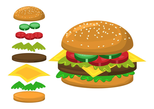 hamburger parti vettoriale simbolo icona design
.  - Vettoriali, immagini