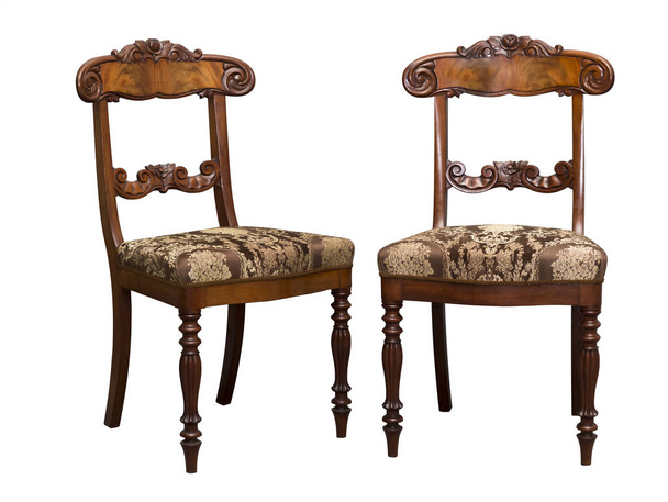 Antyczne krzesło Biedermeier z i Rzeźba w drewnie - Zdjęcie, obraz