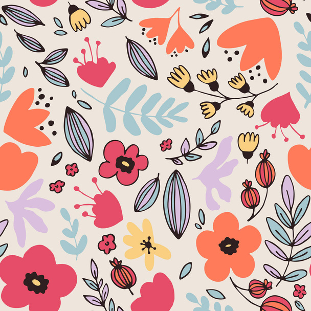Fantasy flowers seamless pattern - Вектор, зображення
